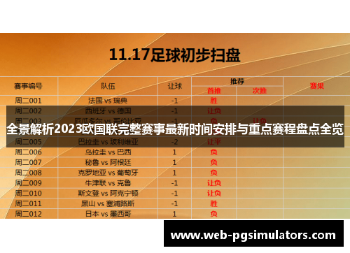 全景解析2023欧国联完整赛事最新时间安排与重点赛程盘点全览