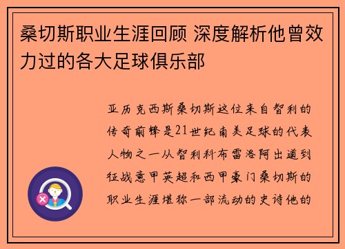 桑切斯职业生涯回顾 深度解析他曾效力过的各大足球俱乐部